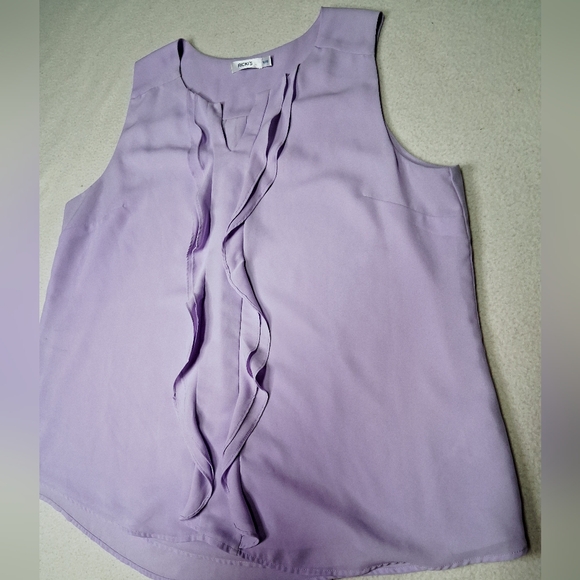 Ricki's Lavender Sleeveless Blouse with Ruffle Detail - Picture 2 of 4